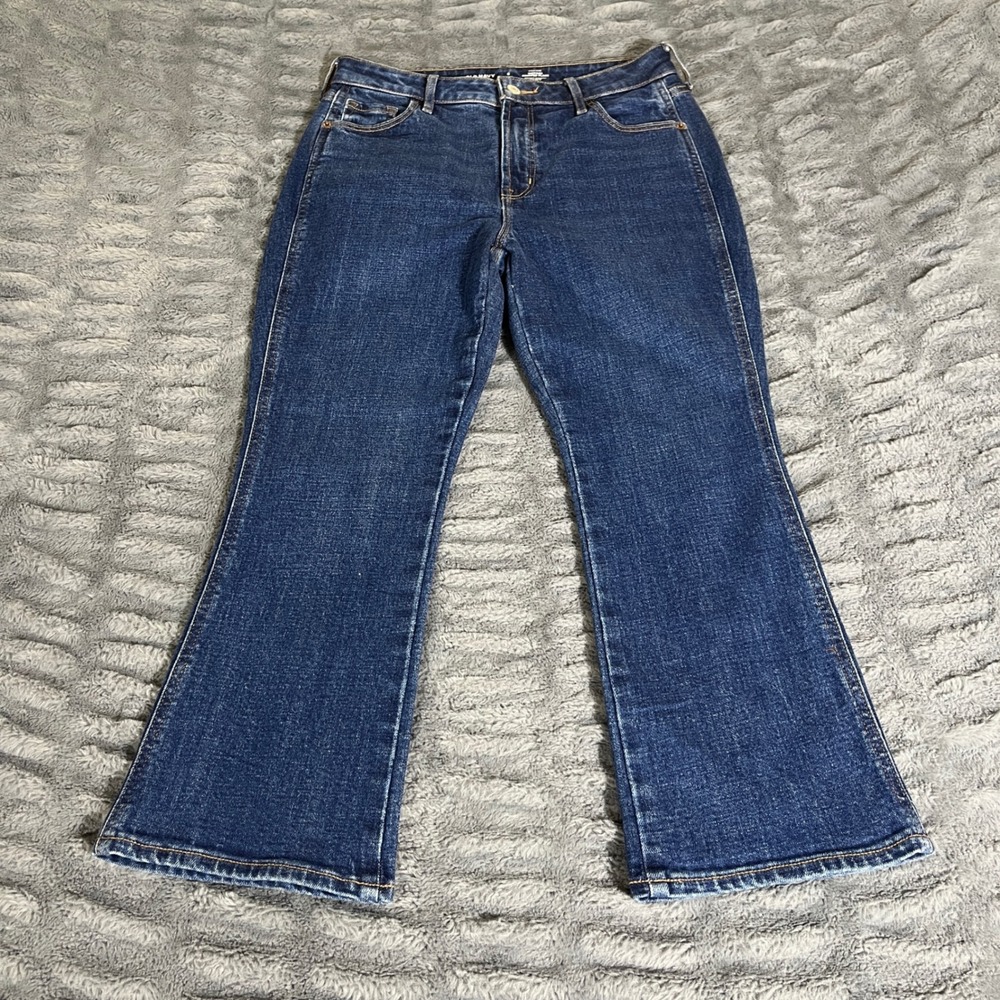 Old Navy High Rise Vintage Cropped Flare Jeans Dark Wash Blue 6 Petite AP738
